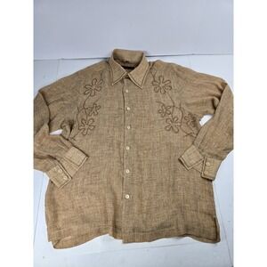 JB Studio JADE BLUE Mens Club Dress Hawaiian Shirt 44 Long Sleeve Floral‎ Beach